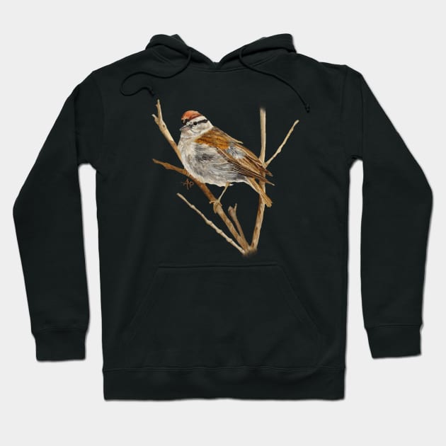 Perched Chipping Sparrow Hoodie by ampomata